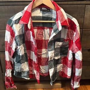 Holiday vibes! Blue B collection Red, White, and green Checkered Shirt!